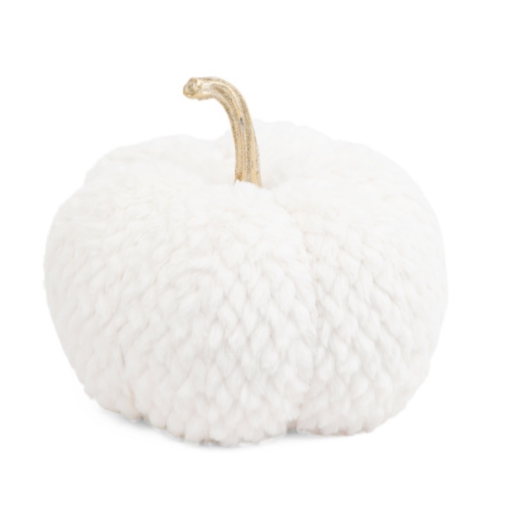 White & Gold Faux Fur Pumpkin
